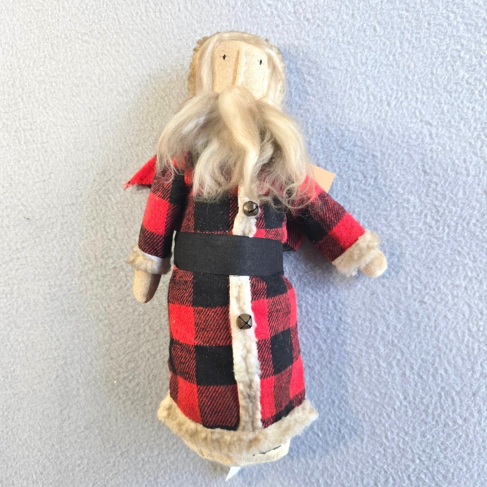 Hearthside Collection Santa Figurine Unisex 10.5in Red Buffalo Plaid Primitive